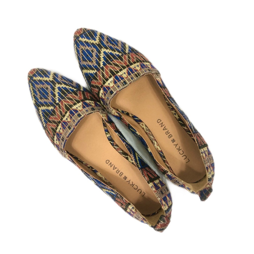 NWOT Lucky Brand Metallic Fabric Slip On Flats